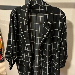 SHEIN Black and White Grid Blazer
